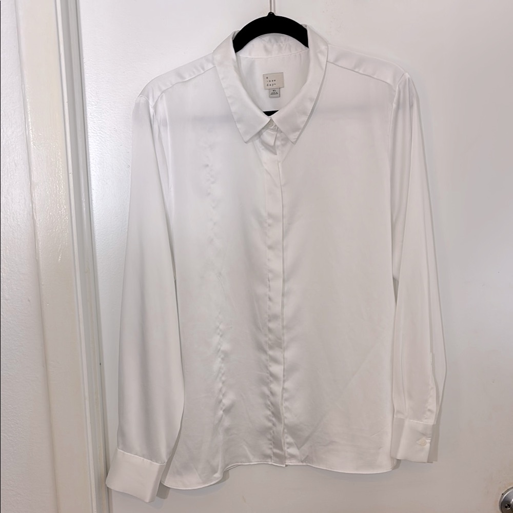 White Silky Button Up Shirt